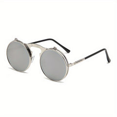 Metal Steampunk Dual Use Sunglasses with Small Round Frame