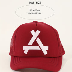 Red Trucker Hat Mesh Sunshade Baseball Cap Unisex Casual Sun Hats