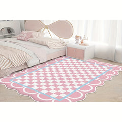 Wavy Plaid Kitchen Rug Anti Slip Carpet Absorbent Bath Mat
