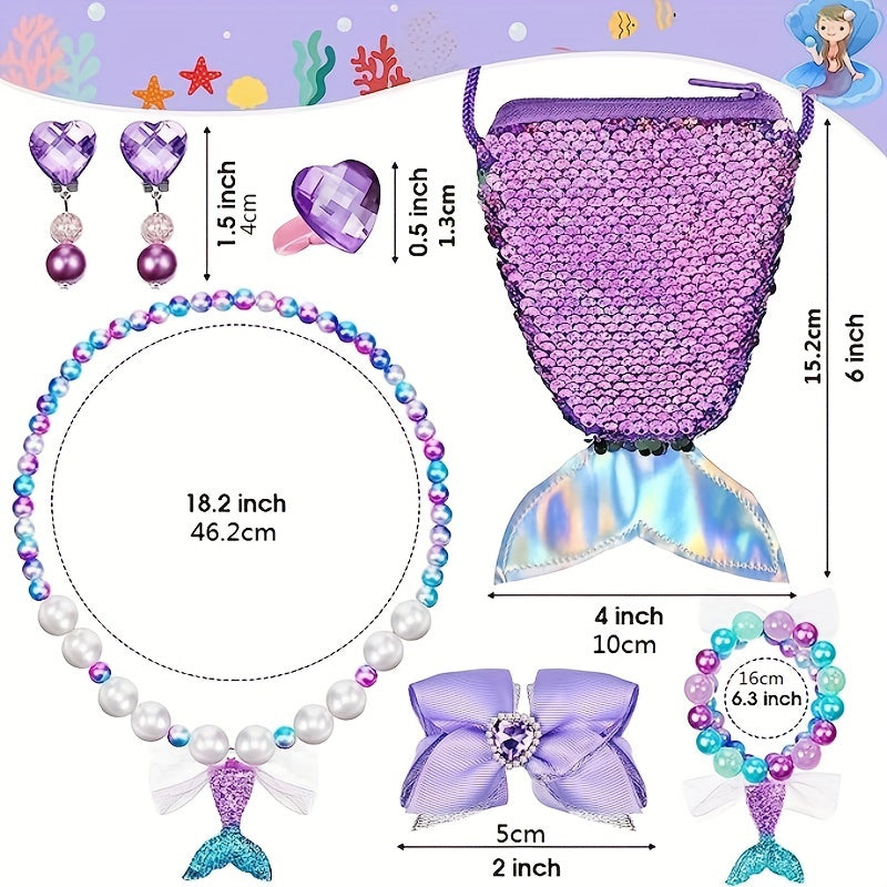 6pcs Mermaid Faux Pearl Jewelry Set for Girls