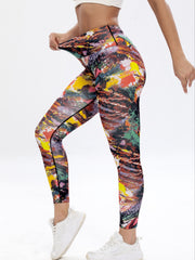 Block Print Yoga Pants High Elastic Leggings Women's Activewear