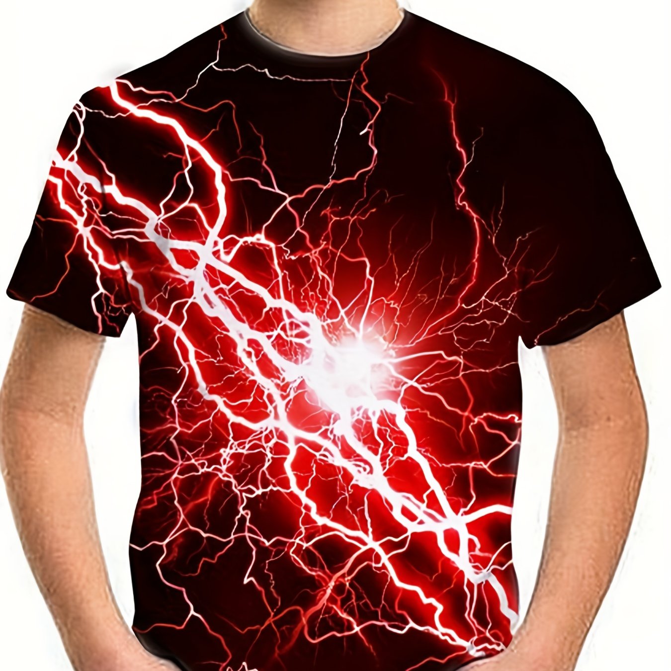 Boys' Red Lightning Graphic T Shirt Breathable Casual Tee