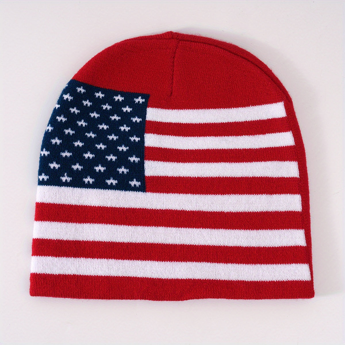 Unisex Flag Jacquard Beanie Block Knit Hat Lightweight Warm Skull Cap