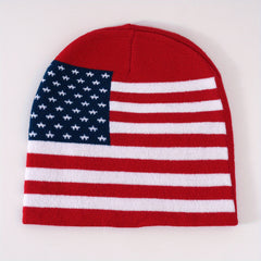 Unisex Flag Jacquard Beanie Block Knit Hat Lightweight Warm Skull Cap