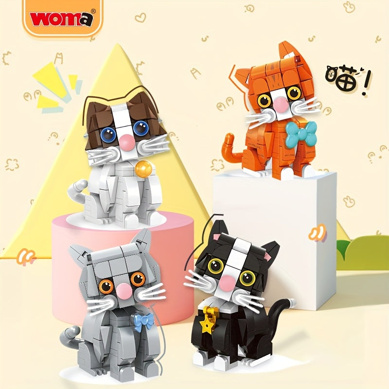 Mini Plush Cat Building Block Toys DIY Animal Models
