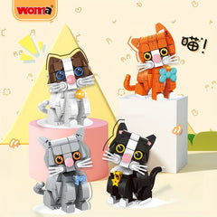 Mini Plush Cat Building Block Toys DIY Animal Models
