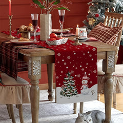 Red Merry Christmas Table Runner Holiday Decoration