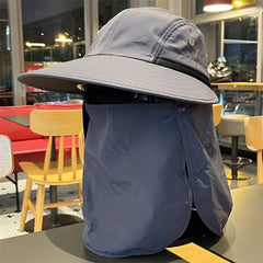 Summer Wide Brim Sun Hat UV Protection Bucket Hat with Face Cover
