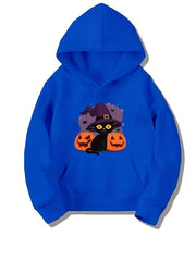 Kitty Witch Pattern Hoodie for Girls Halloween Party