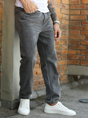 Men's Grey Straight Leg Jeans