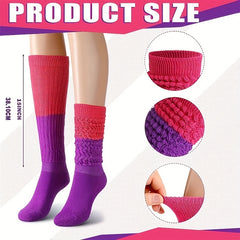 Colorful Warm Slouch Socks for Women - Chunky Knit Scrunchie Socks