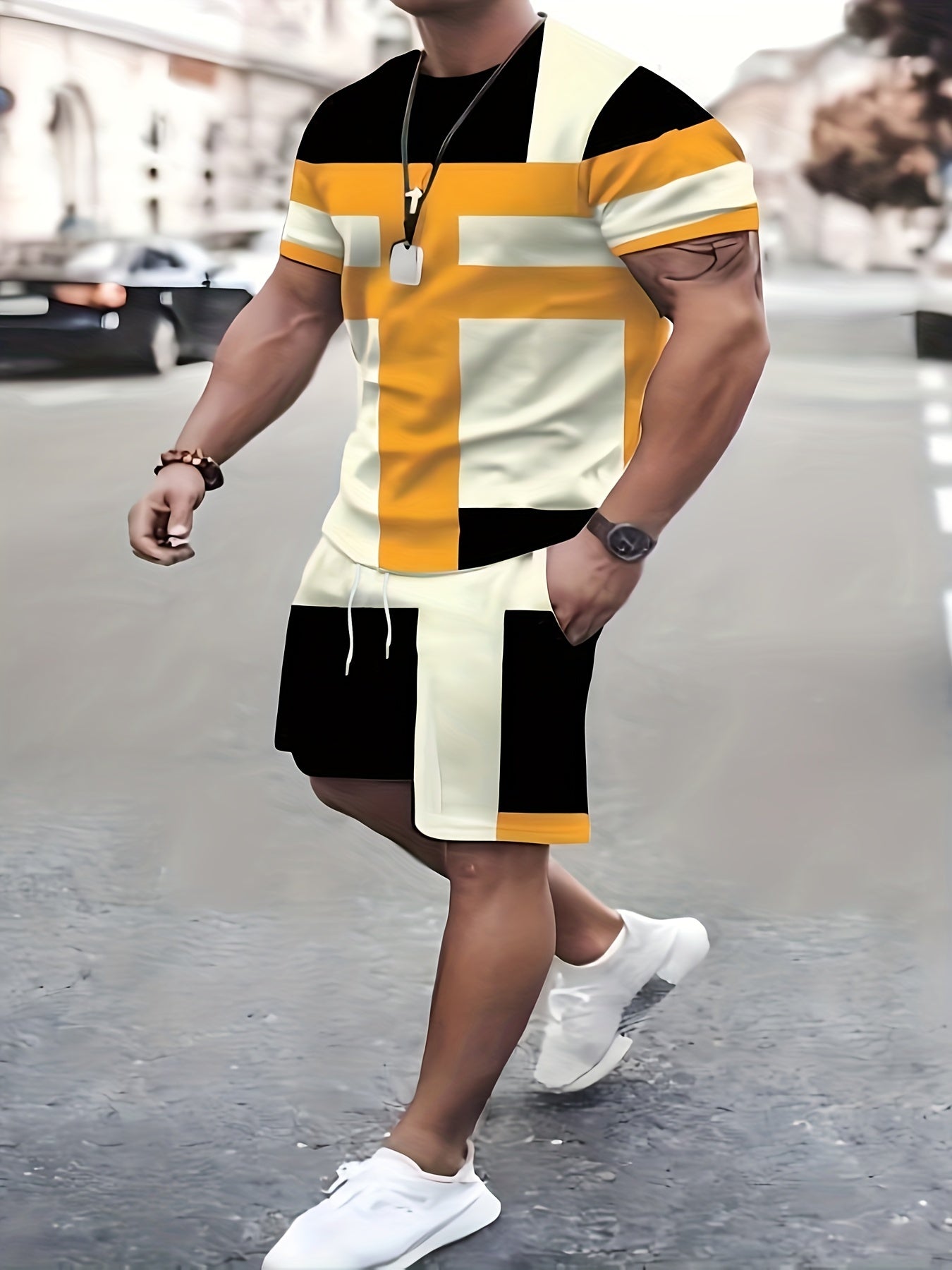Men's Ombre Casual T-shirt & Shorts Set - Summer Fashion