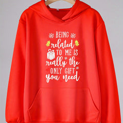 Girls Christmas Print Hoodie Casual Pullover with Kangaroo Pocket