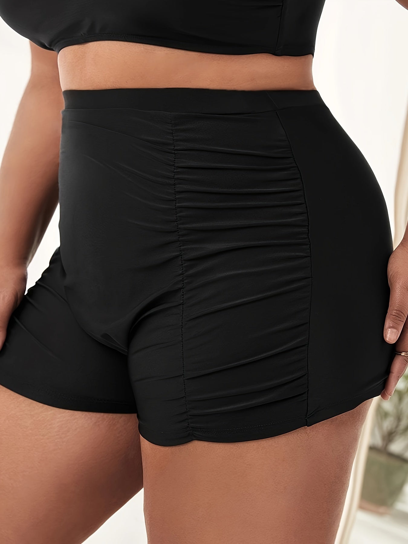 Ruched High Waist Tummy Control Beach Shorts