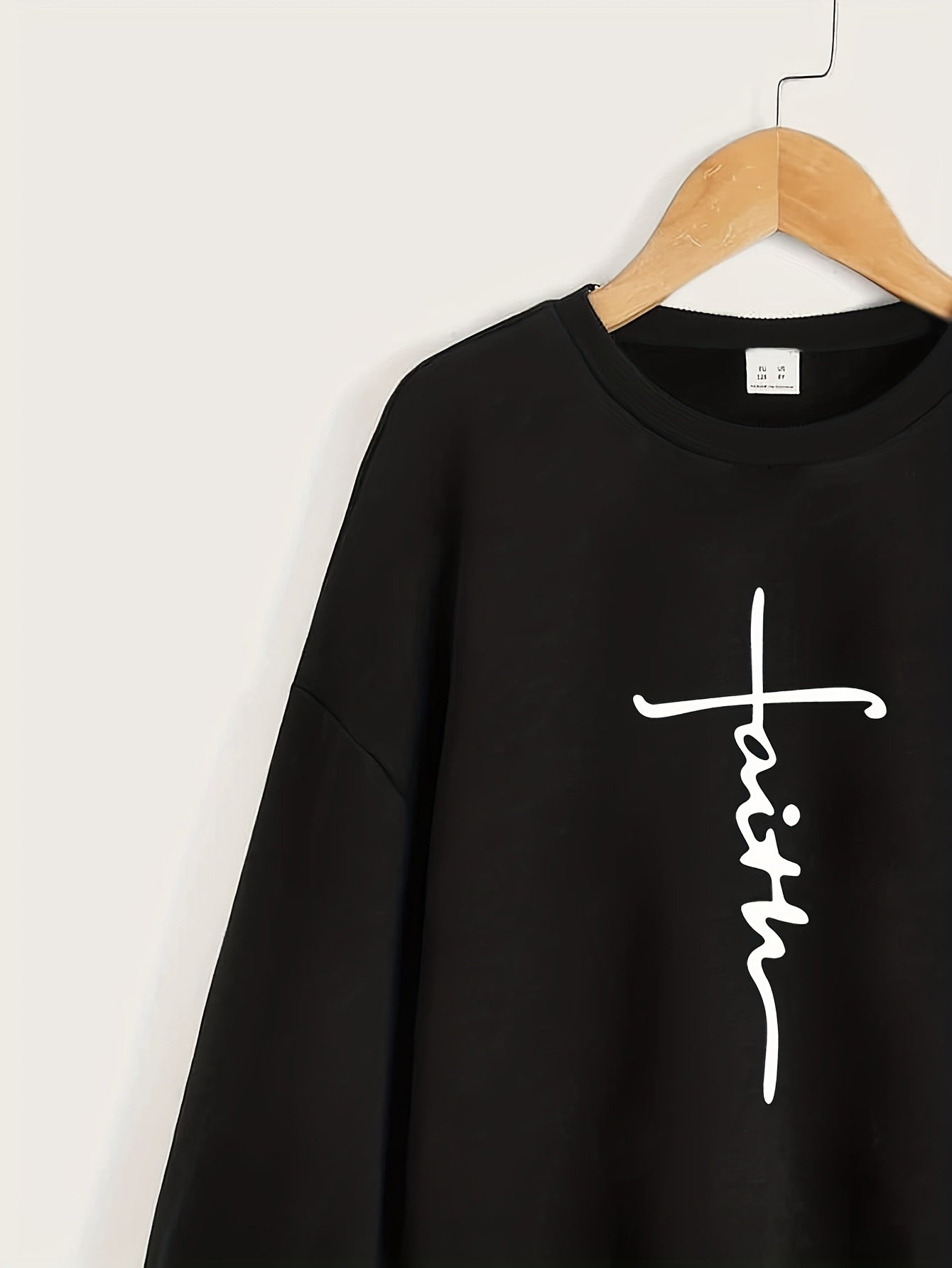 Girls' Top 'Faith' Letter Print Crew Neck Sweatshirt