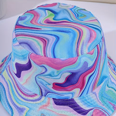Tie Dye Bucket Hat Wavy Printed Casual Travel Beach Fisherman Cap