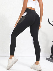 High Waisted Yoga Pants With Pocket - Stretch Running Leggings
