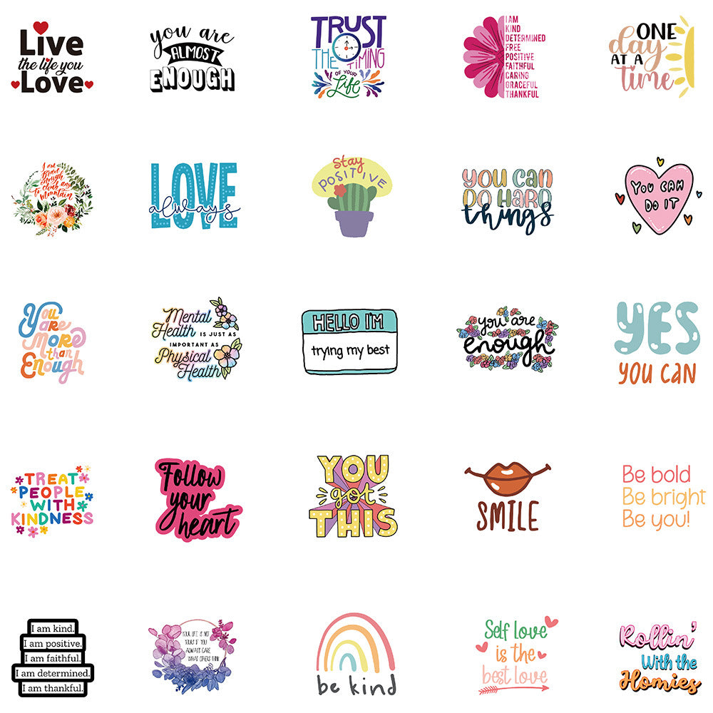 52pcs Inspirational Doodle Stickers for Journaling and Crafts