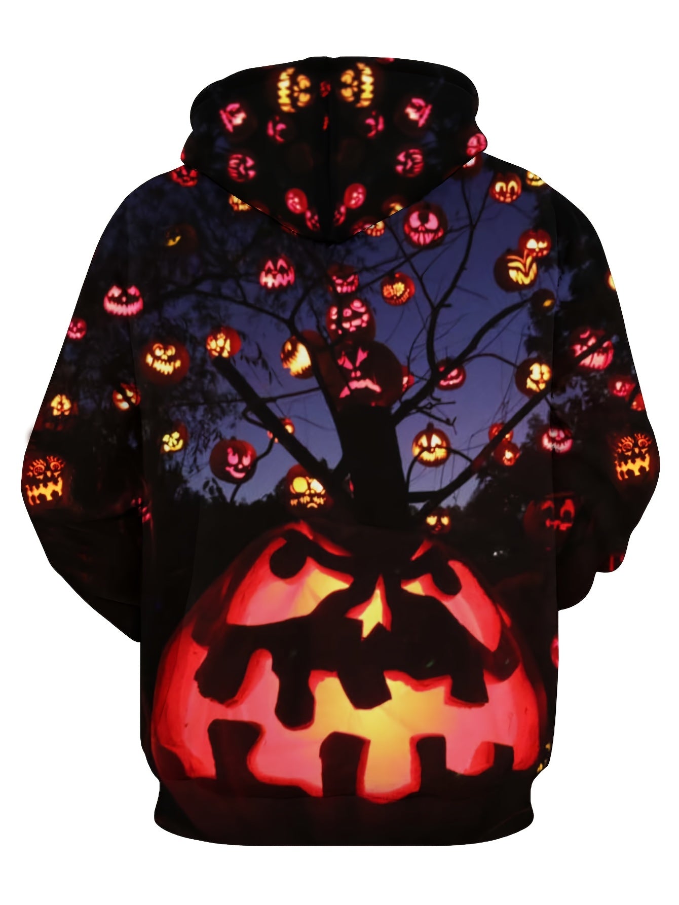 Men's Halloween Pumpkin Light Hoodie Casual Hooded Sweatshirt