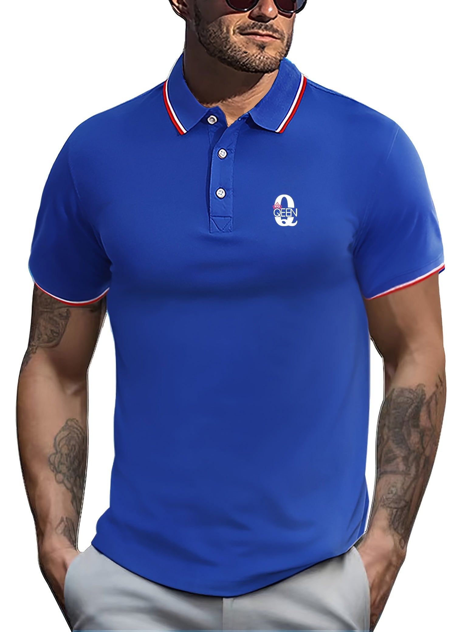 Men's Queen Print Golf Short Sleeve Shirt - Sports Top for Athletic Gym