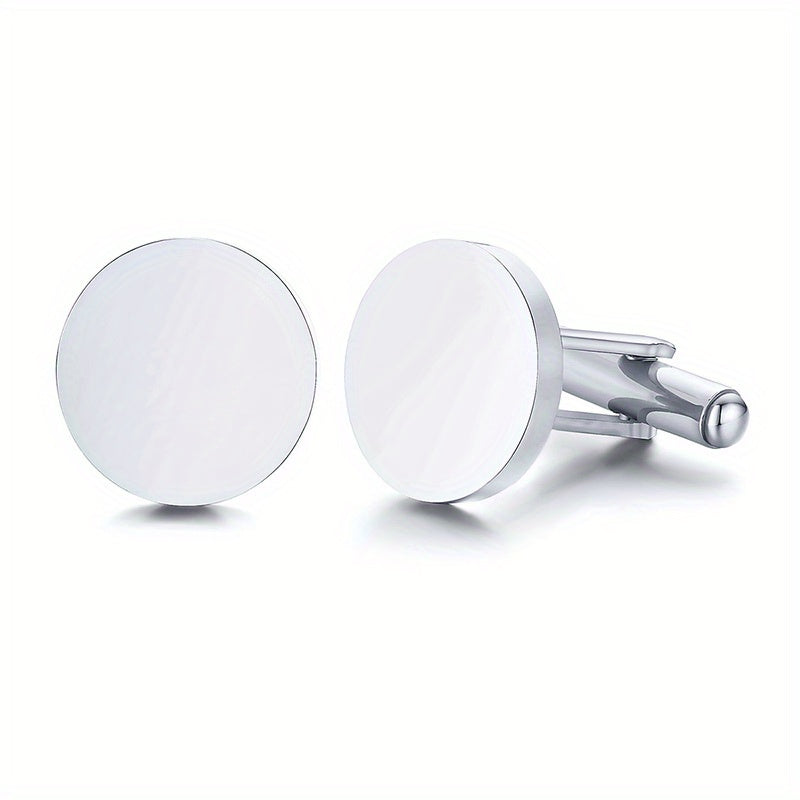 Personalized Stainless Steel Round Cufflinks for Men