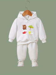 Bear & Heart Pattern 2pcs Breathable Activewear Sets Girls