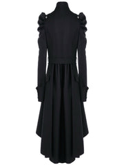 Double Breasted Belted Pea Coat Spring Mid Long Lapel Outerwear