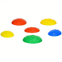 Colorful 6-Piece Stepping Stones Set with Slip Mats for Outdoor Balance Play