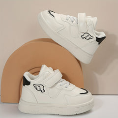 Boy's Solid Skate Shoes Hook And Loop Fastener Breathable Sneakers