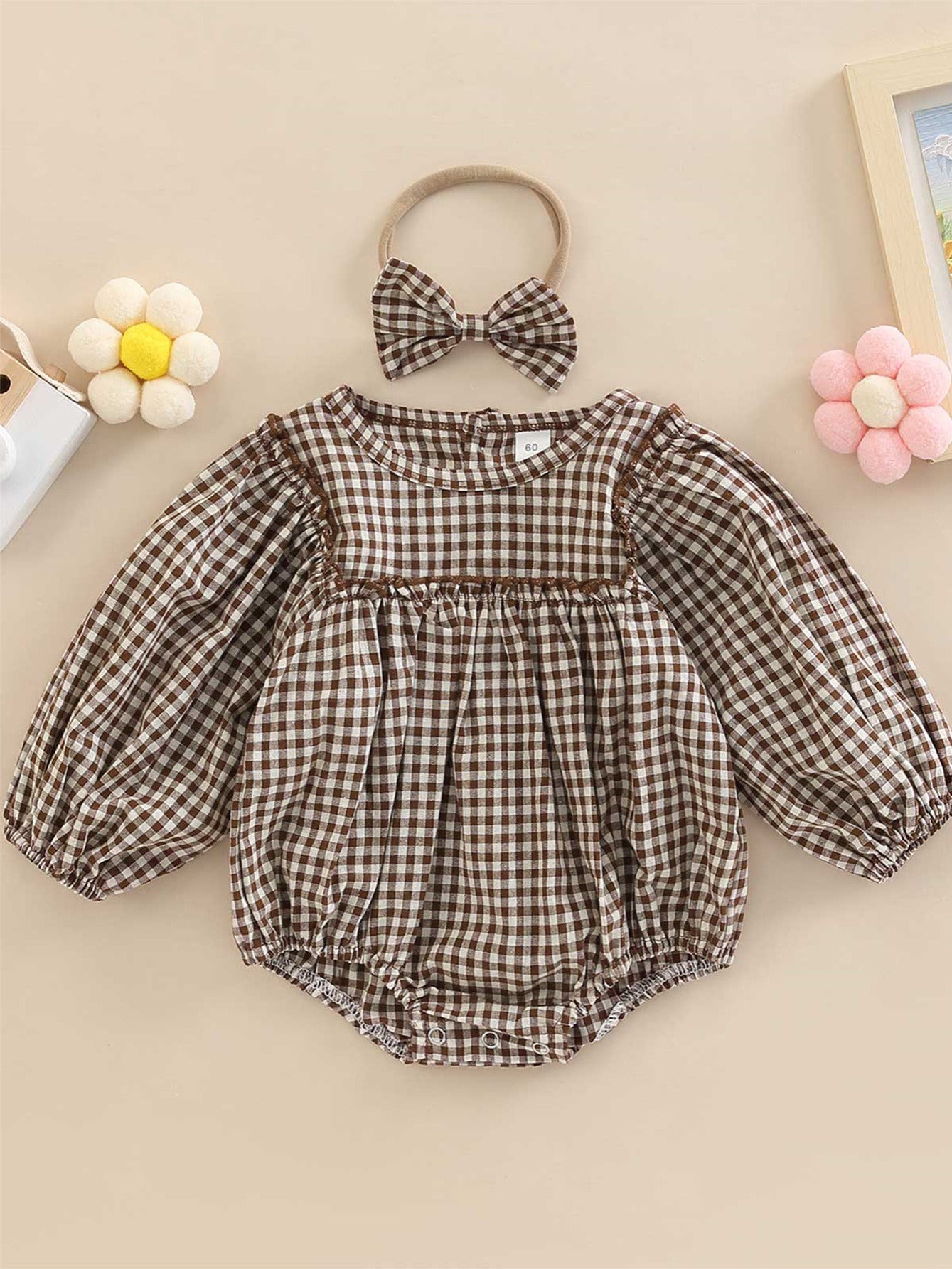 Toddler Girls Onesie with Bowknot Headband