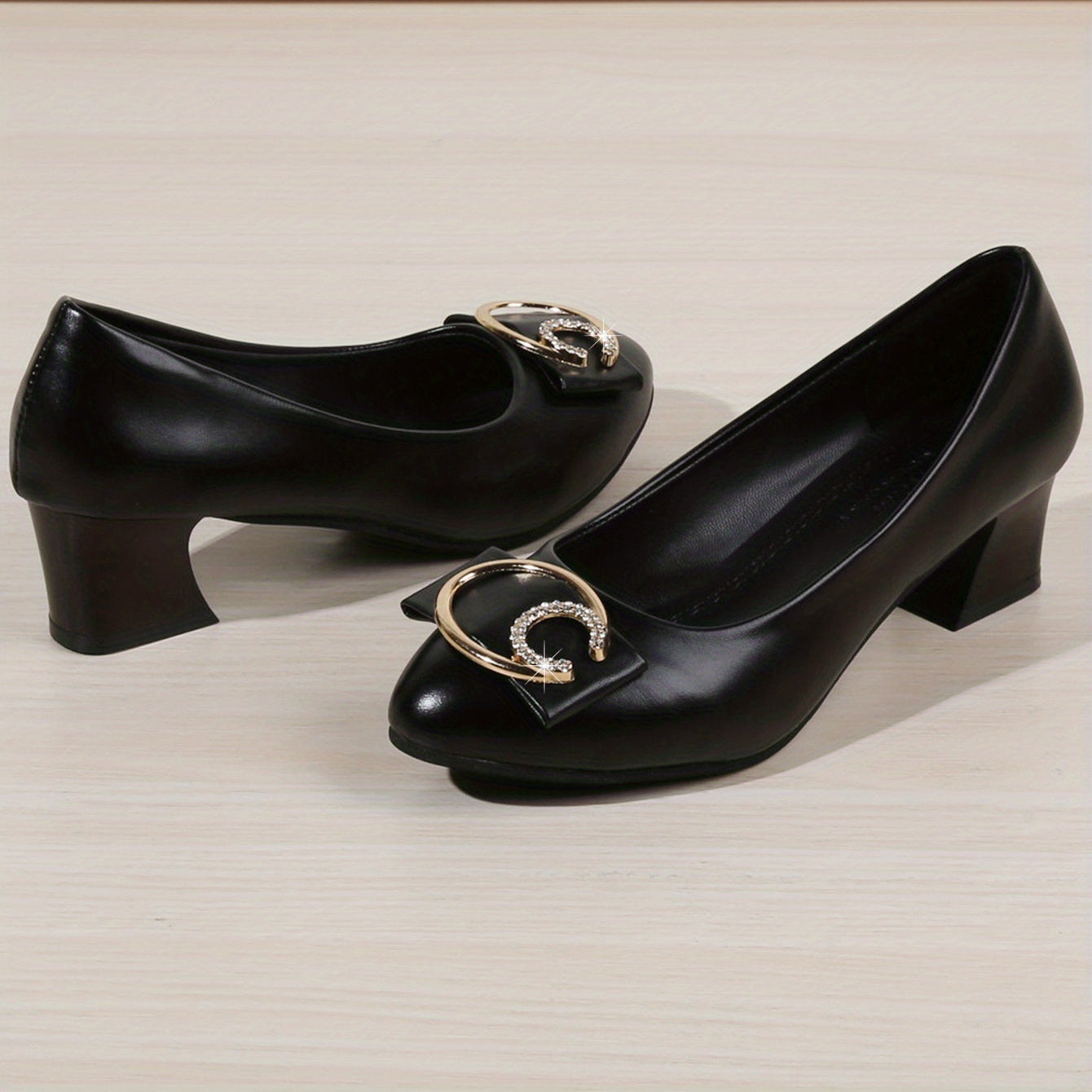 Women's Chunky Heel Comfort Pumps Closed Toe Slip On Shoes