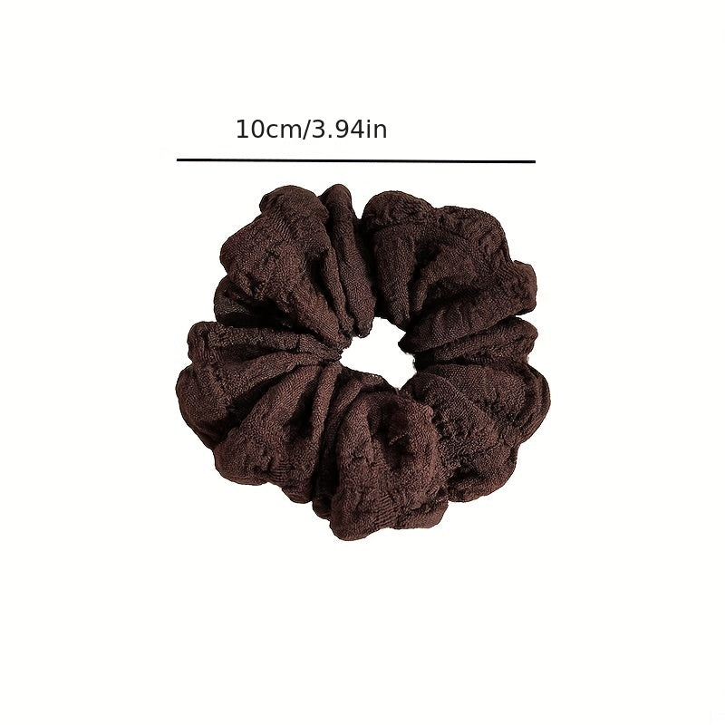 Large Flower Scrunchie Hair Tie Retro Crinkle Bun Hair Rubber Band Accessory