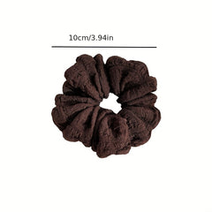 Large Flower Scrunchie Hair Tie Retro Crinkle Bun Hair Rubber Band Accessory