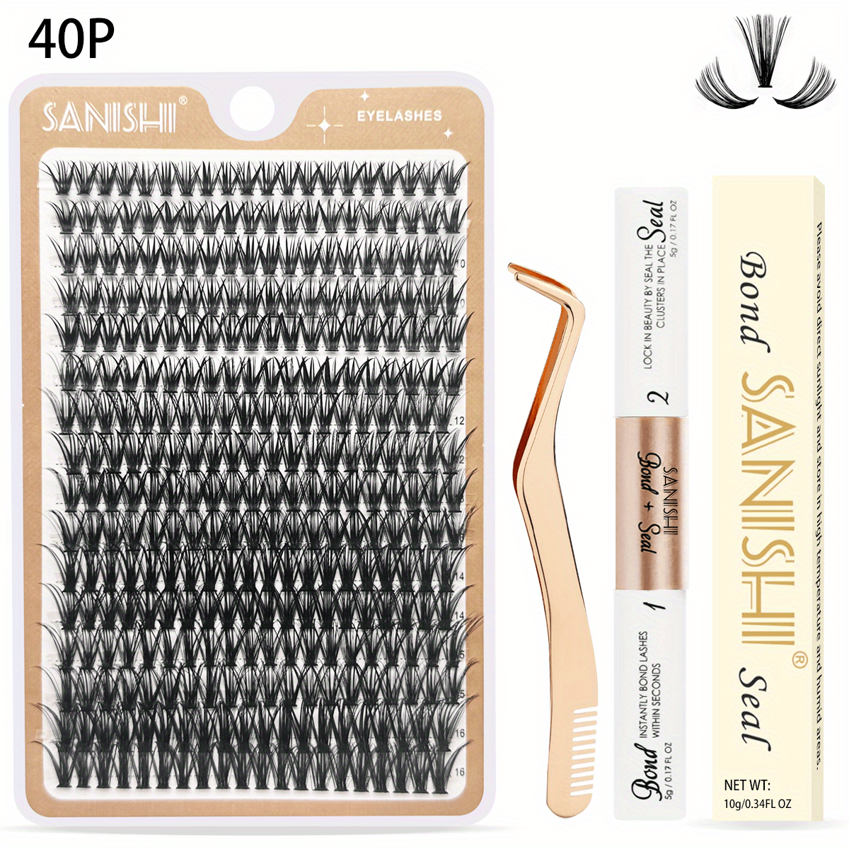 320pcs Natural DD Curling False Eyelash Extension Kit with Lash Curler