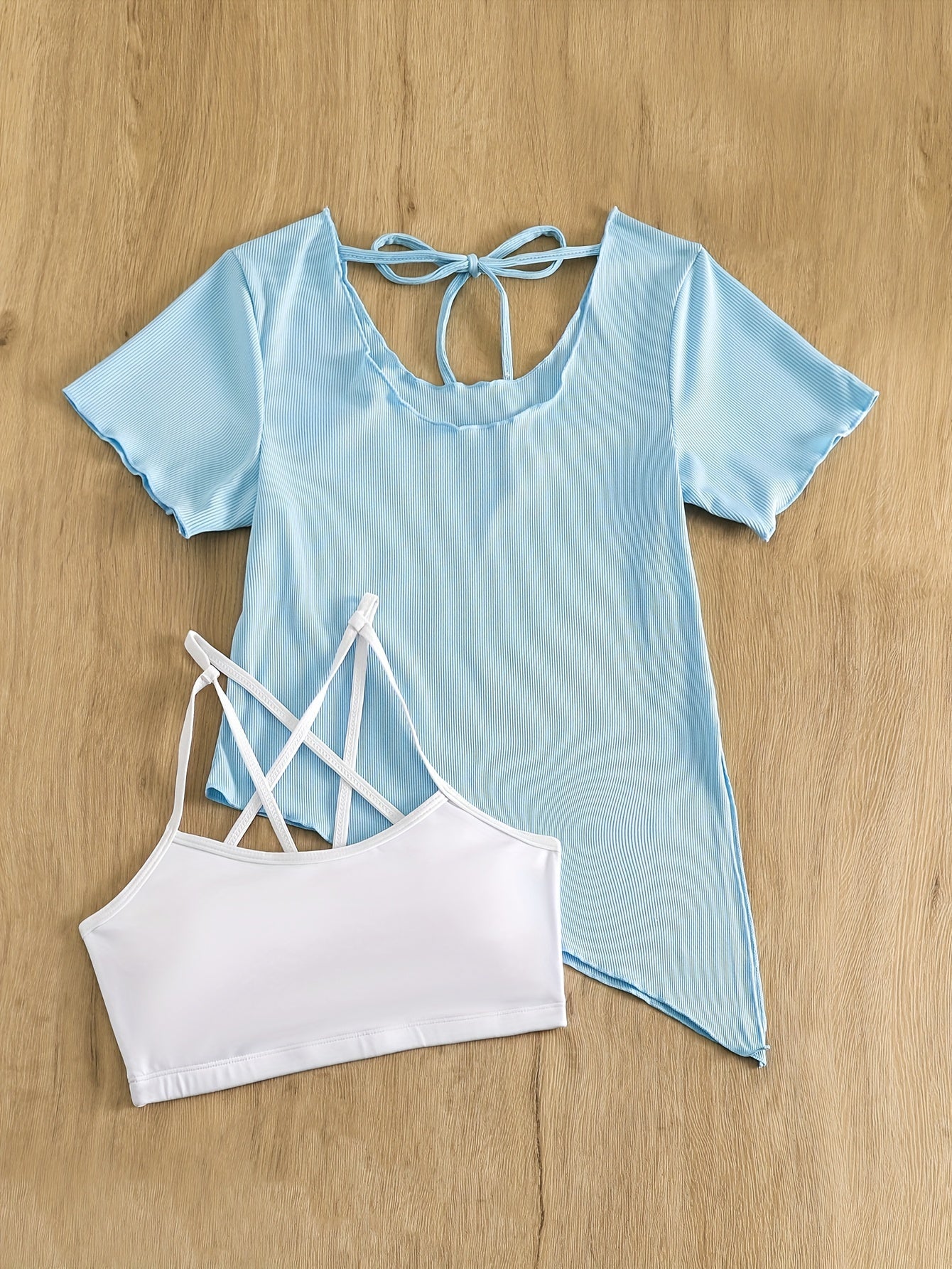 Criss Cross Sports Bra & Lace up Running Top Set