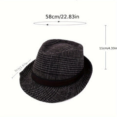 Plaid Top Hat Flannel Jazz Hat Autumn Winter Casual Hat For Men