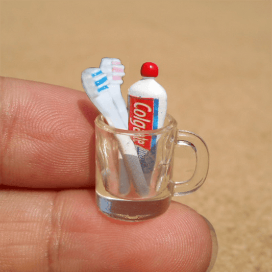 Dollhouse Mini Resin Cup Toothpaste Toothbrush Set 1:6 1:12 Bathroom Furniture