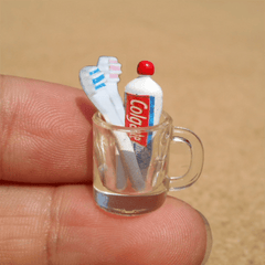 Dollhouse Mini Resin Cup Toothpaste Toothbrush Set 1:6 1:12 Bathroom Furniture