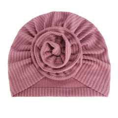 Embossed Plate Flower Turban Cap Vintage Elastic Head Wrap