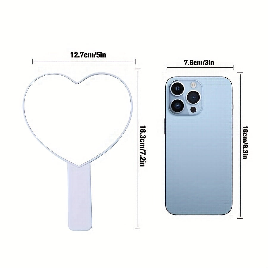 Heart Shape Makeup Mirror Portable Cosmetic Touch up Mirror With Handle