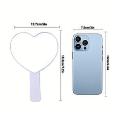 Heart Shape Makeup Mirror Portable Cosmetic Touch up Mirror With Handle