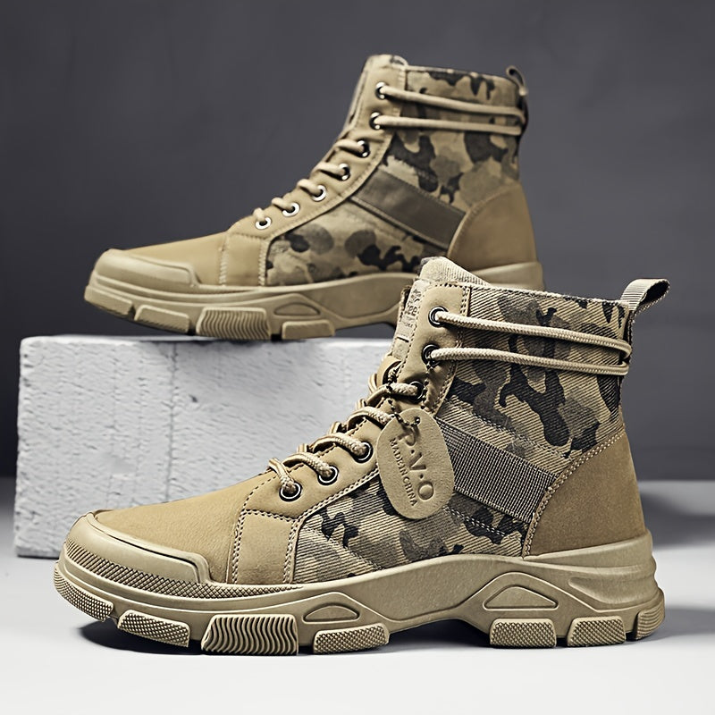 Men's Combat Boots Lace-up Army Shoes Rugged Look
