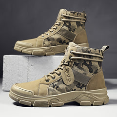 Men's Combat Boots Lace-up Army Shoes Rugged Look