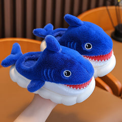 Cartoon Shark Plush House Slippers Girls Anti-skid Slip-ons