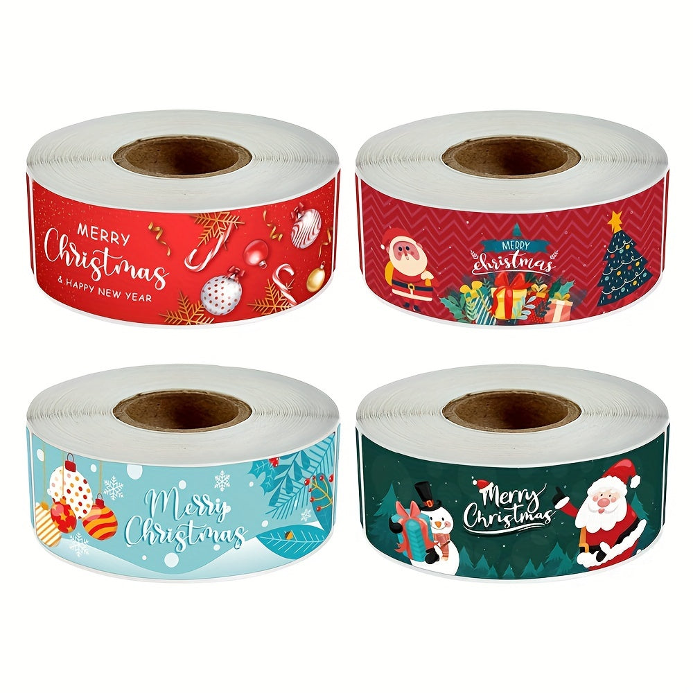 120pcs Christmas Rectangular Stickers Sealing Stickers Packaging