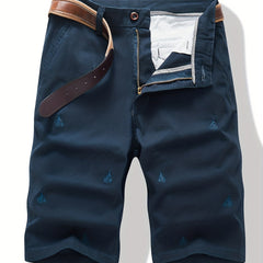 Embroidered Bicycle Pattern Men's Cargo Shorts for Summer