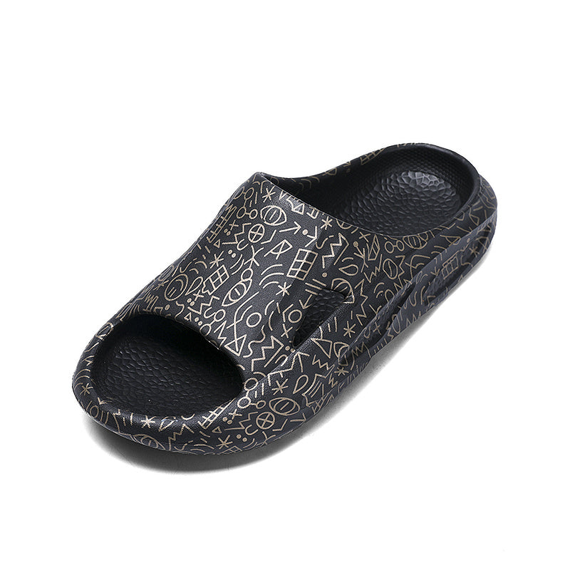 Men Graffiti Cloud Slides Pillow Slippers Lightweight Comfortable Open Toe Shoes