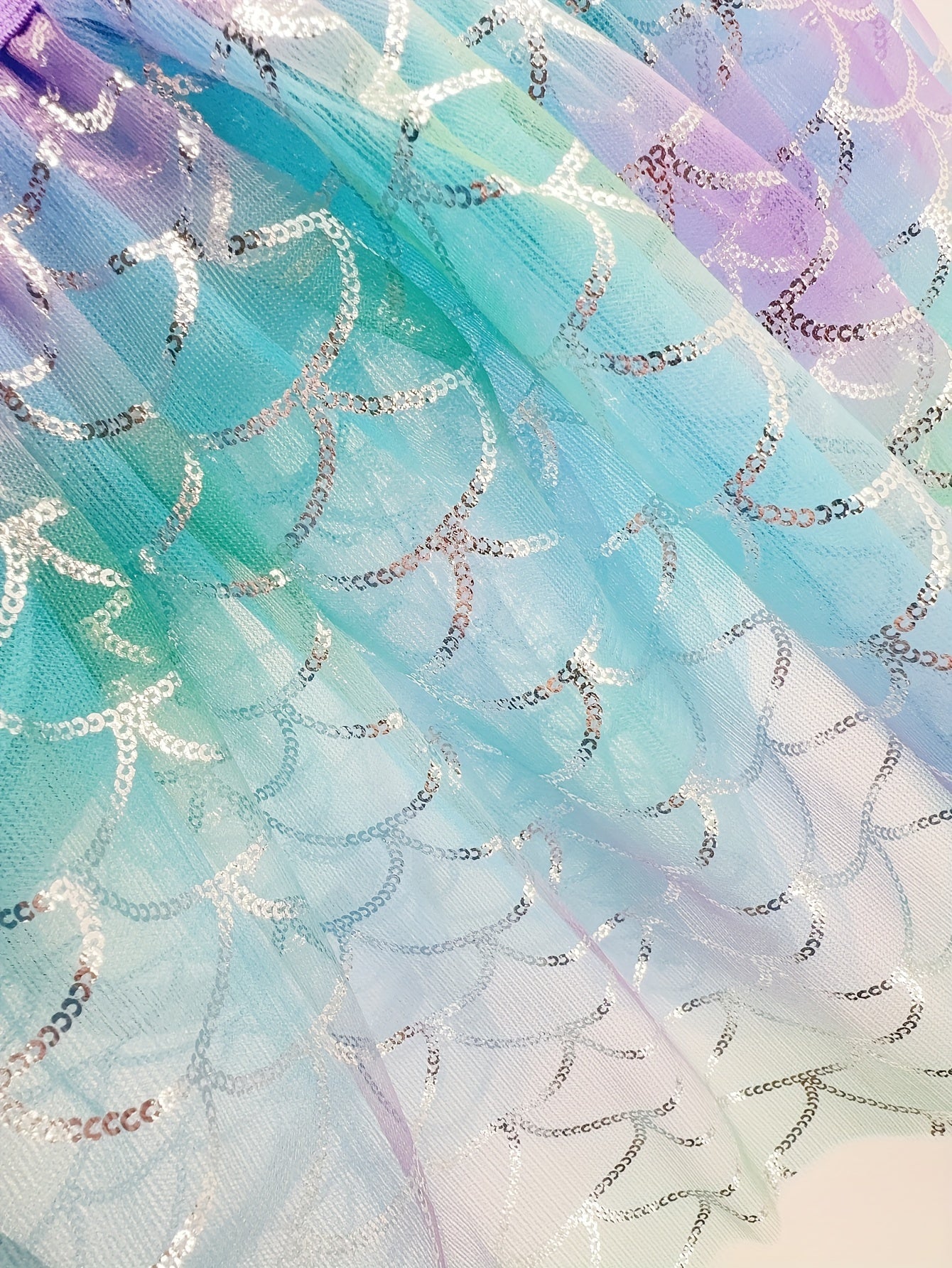 Girls Fish Scale Print Tutu Skirt for Summer Party