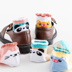 5pcs Girls Lace Small Animal Ankle Socks