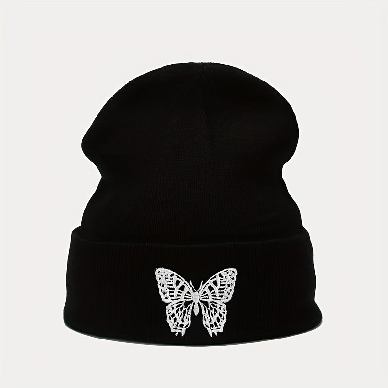 Butterfly Embroidery Beanie Unisex Warm Knitted Hat
